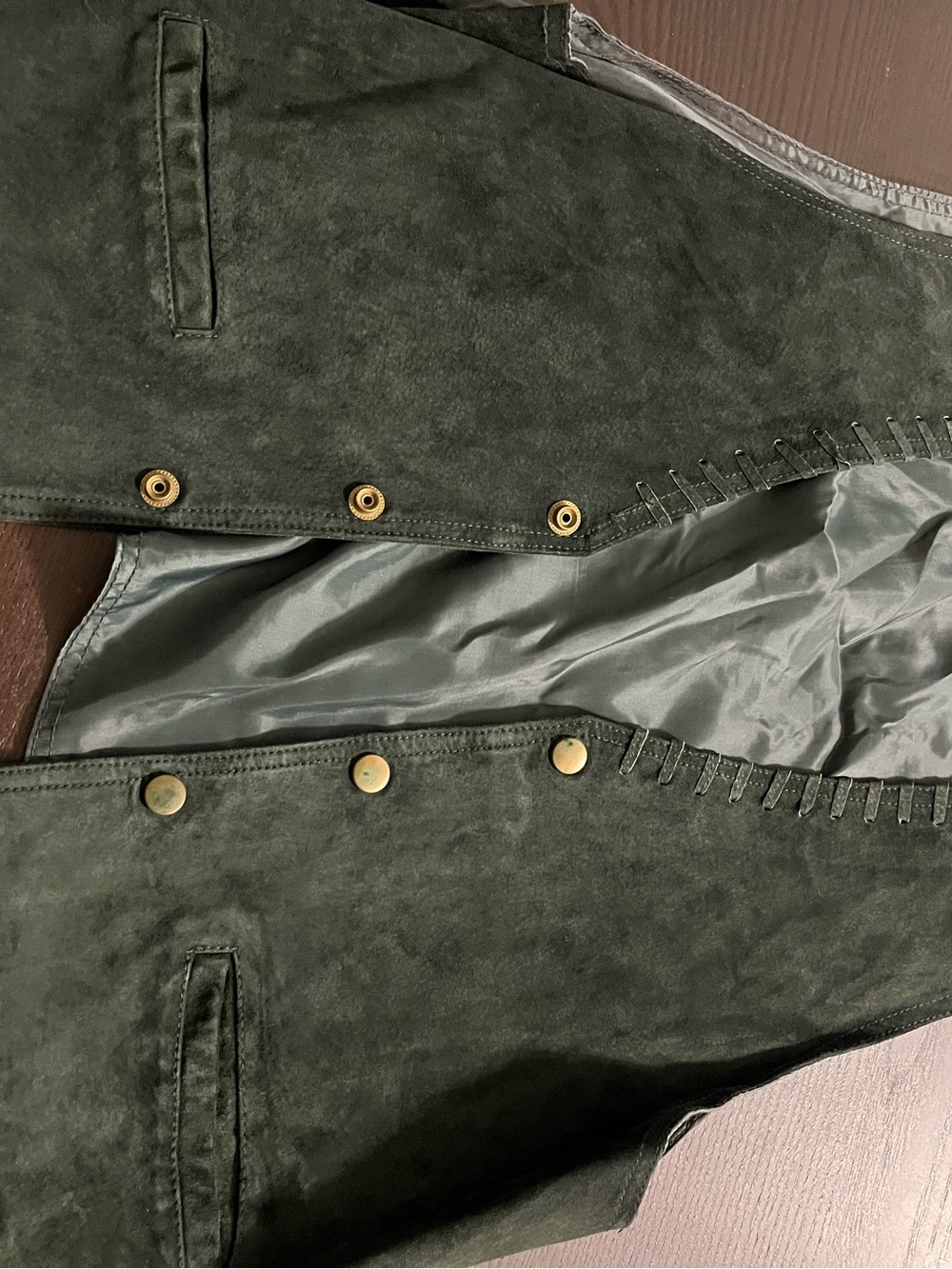 Dark Green Suede Button Vest